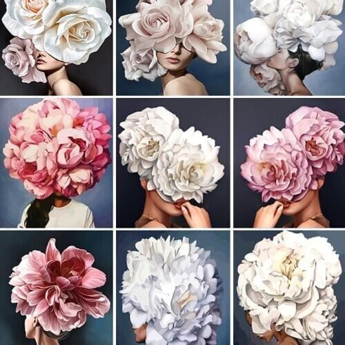 XUEQIXIAOZU5D Diamond Painting Flower Girl Art Modeling Literature DIY Hand-painted Kit Painting Home Decoration Mosaic Gift