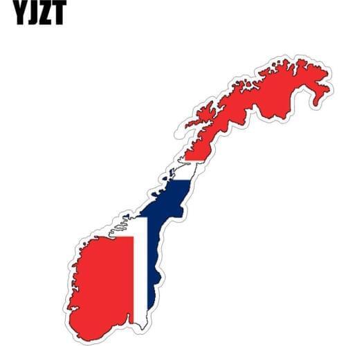 YJZT 13.8CM*3.7CM Accessories Norway Flag Car Sticker Map PVC Helmet Decal 6-0839