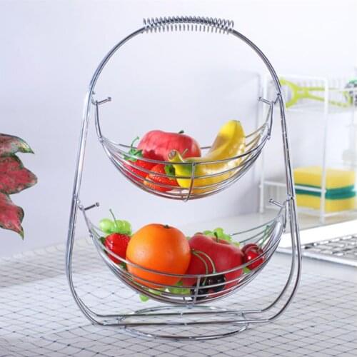 European Style Iron Fruit Basket, Living Room Double Layer Fruit Drain Storage Rack, Kitchen Accessory