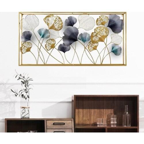 Iron Pendant Sofa Background Decoration Three-dimensional Wall Decoration New Chinese Ginkgo Leaf Wall Hanging