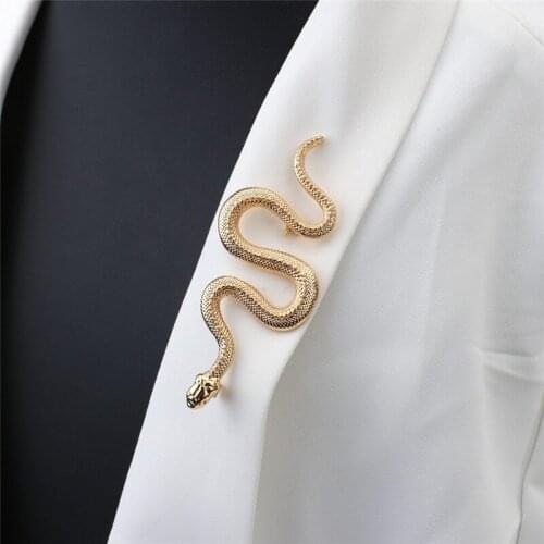 Fashion Retro Snake Shaped Lapel Brooch For Women Girls Vintage Big Animal Badge Pins Jewelry Clothes Accessories Gifts