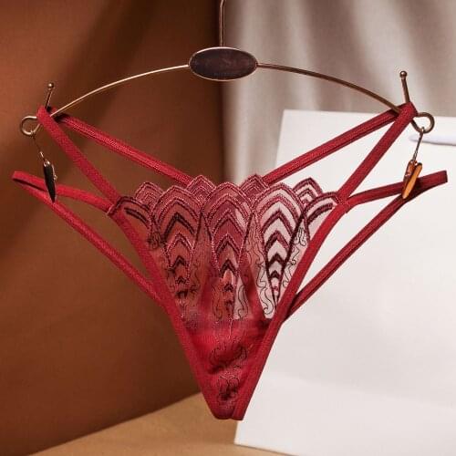 Sexy Thong panties Women Lace Floral Exquisite Embroidery G-Strings Perspective Underwear Ladies Hollow Out Erotic Underpants