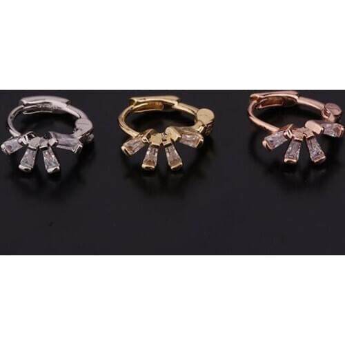 1 PCS Cute Elegant Zircon Geometric Ear Bone Cuff Hoop Earring for Women Simple 8 mm Closed Circle Copper Ear Clip Jewelry