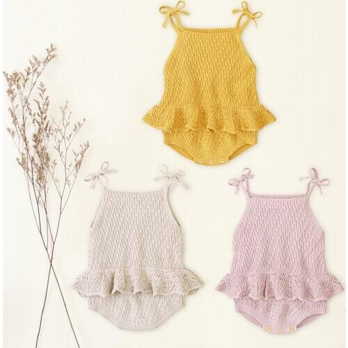 1pcs Spring Fall Cotton Ruffle Sling Baby Girls Clothes Sleeveless Overall Jumpsuit Romper Newborn Infant Outfits Clothes