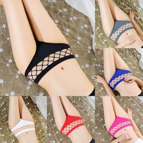 Sexy Breathable Thongs Panties Mesh Womens Underpants Nylon Comfortable Pure Color High Elastic Female Underwear 1Pcs