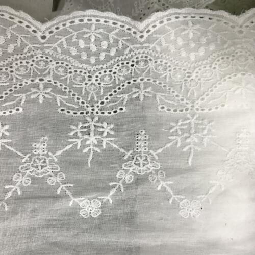 100% Cotton Ivory White Eyelet Lace Trim Ground-Voile Fabric Embroidery Floral Trimming For Sewing Craft 5 Yards