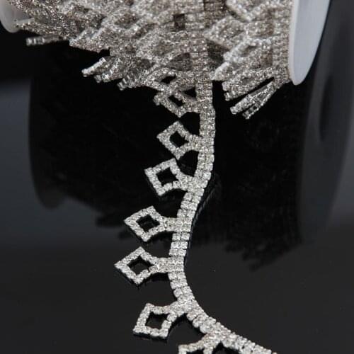 5Yards Silver Gold Plated Trim Clear Crystal Rhinestone Chain Wedding Sewing Craft