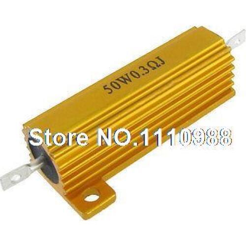 50W 0.3 Ohm Chassis Mounted Aluminum Power Resistor Gold Tone