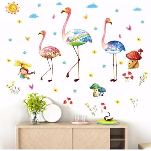 60*90cm Cute Cartoon Flamingo Removable Wall Decal Stickers Baby Nursery Kids Room Decor