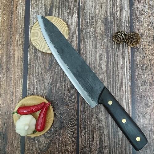 8'' Handmade Forged Chef Knife Meat Cleaver High-carbon Steel Traditional Chinese Knives Slaughter Knife with Wood Handle