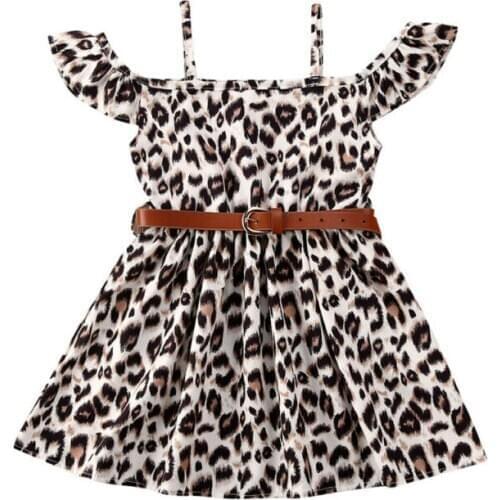 2-6Years Toddler Baby Girls Kids Party Princess Leopard Dress Casual Tutu Dresses Clothes