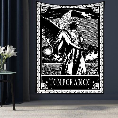 Tarot Tapestry Wall Hanging Witchcraft Divination Bed Sheet Beach Mat Bohemian Hippie TAPIZ Home Decor Temperance Tapestr