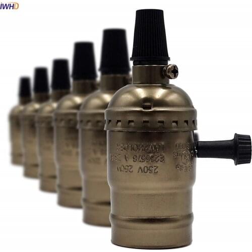 IWHD Aluminum Retro Vintage Lamp Holder E27 Socket With Switch Fitting E27 Lamp Base Light Bulb Holder 110-220V Douille Homekit