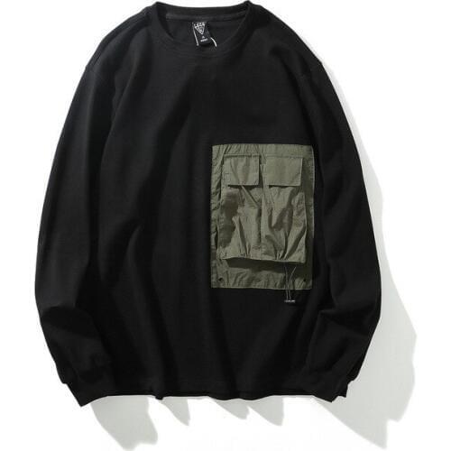 Pocket Patchwork Sweatshirts Pullover Hoodies Mens Autumn Casual Oversize gym Tops Couple Clothes Men Hip Hop Swag Streetwear