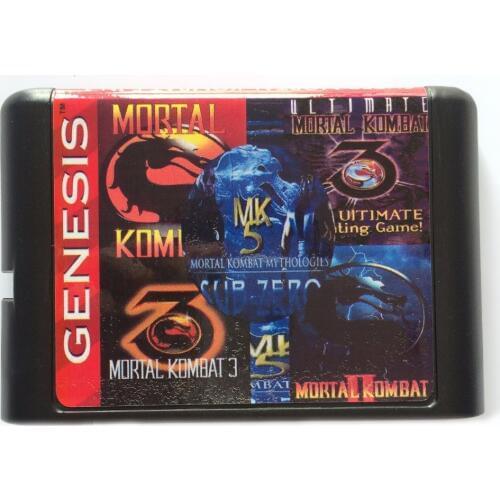 Mortal Kombat Collection 5 In 1 Multi Game Cartridge For 16 bit Sega Mega Drive & Genesis