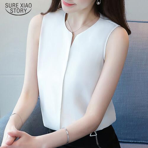 Korean Women Tops Blusas Mujer De Moda 2021 Solid White Fashion Sleeveless Female Blouse Summer ladies Clothes Blusa 9199 50
