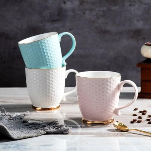 Nordic Creative Morandi Color Ceramic Water Cup Flower Tea Coffee Cup Mug