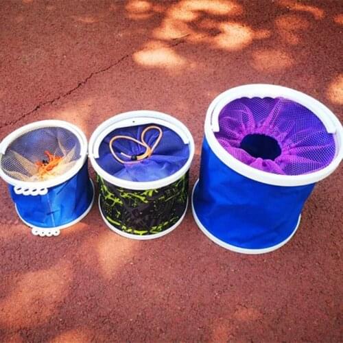 Multifunctional Vehicle Portable Folding Bucket Anti-jumping Net Thickening Outdoor Tourism Camp Bucket Fishing Supplies