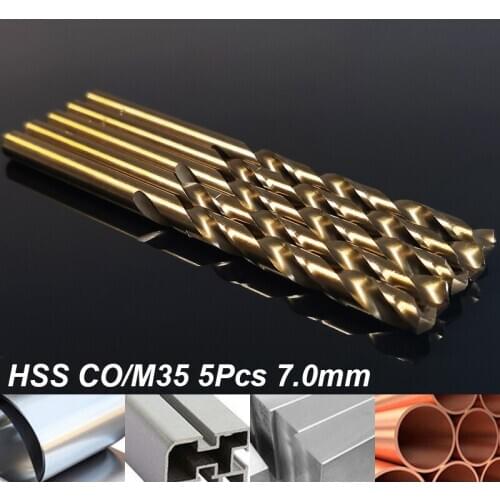 5Pcs Set 7.0MM HSS CO/M35 Twist Drill Bit Stainless Steel Hole Cutter The Whole Ground Metal Reamer Tools DIY Hand Tools Kit