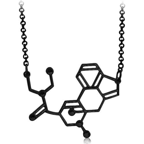 Chemical Molecule Structure Pendant Necklaces BFF Love Gift For Men & Women Black Custom Jewelry