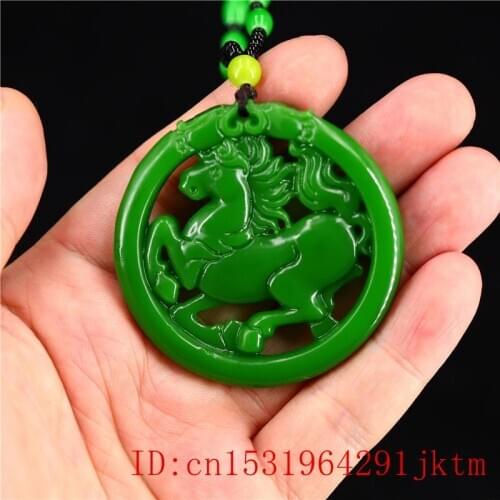 Jade Horse Pendant Double sided Charm Jadeite Gifts Natural Amulet Carved Jewelry Necklace Fashion Chinese