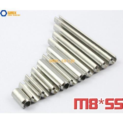 10 Pieces M8 x 55mm 304 Stainless Steel Slotted Spring Tension Pin Sellock Roll Pin