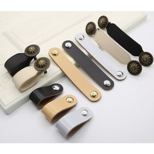 Simplicity Nordic Furniture Drawer Knob Brass Wardrobe Cupboard Cabinet Handle Door Pulls Eco-Friendly Artificial Leather