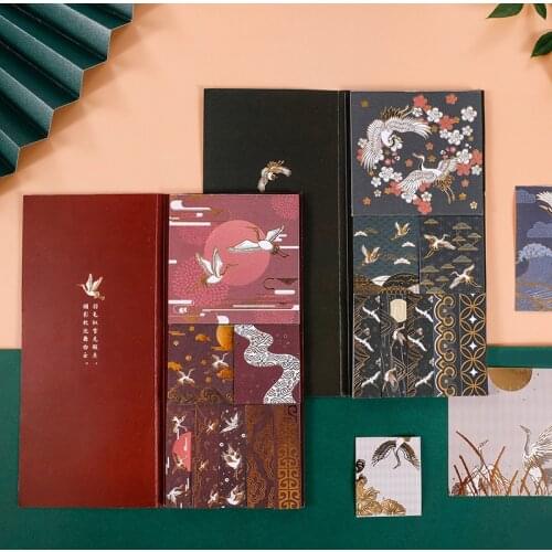 Chinoiserie Gold/Sliver Stamping Retro Collage Cute Memo Pad Stickers Decal Sticky Notes Scrapbooking Diy Kawaii Notepad Diary