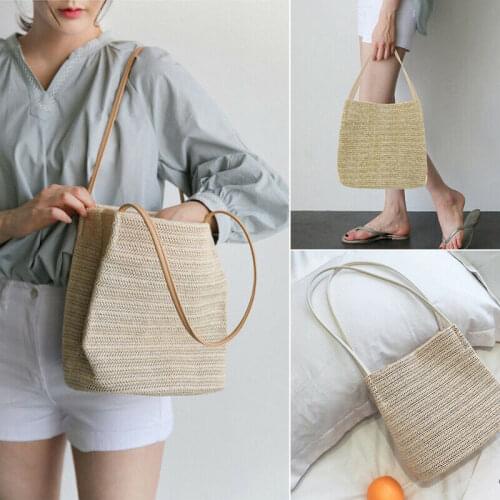 Bohemia Handmade Straw Bag Women Handbag Beach Bags Wicker Summer Tote Bags Ladies Woven Shopping Shoulder Bags