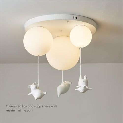 Modern LED Ceiling Lights Cartoon Resin Flying Pig Acrylic Balloon Pendant Light for Kids Rooms Bedroom Lamp Deco Light Fixtures