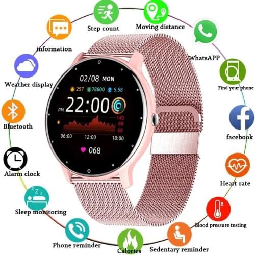 2021 Fashion Smart Watch Womens Heart Rate Monitoring IP67 Waterproof Sports Watch Men and Women Waterproof Smartwatch Ladies