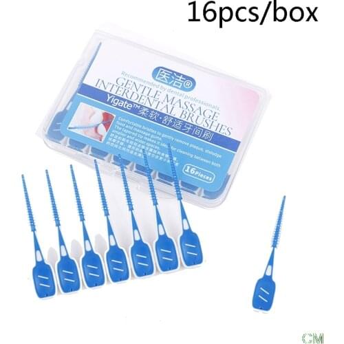 16 Pcs Interdental Brushing Cleaning Floss Adult Toothbrush Toothpick Toothbrush Dental Portable Oral Care Tool Soft Silicone
