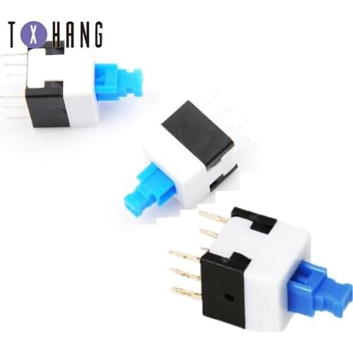 10PCS/Lot 8 X8mm 8*8mm 6Pin Push Tactile Power Micro Switch Self lock/ no lock On/Off button Latching switch diy electronics