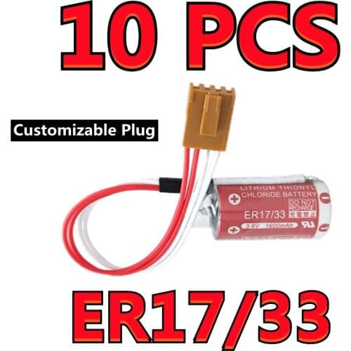 10pcs Original For MAXELL ER17/33 3.6V 1600mAh Li-ion Thionyl Chloride PLC Battery With Four- Hole Connector (Customizable Plug)