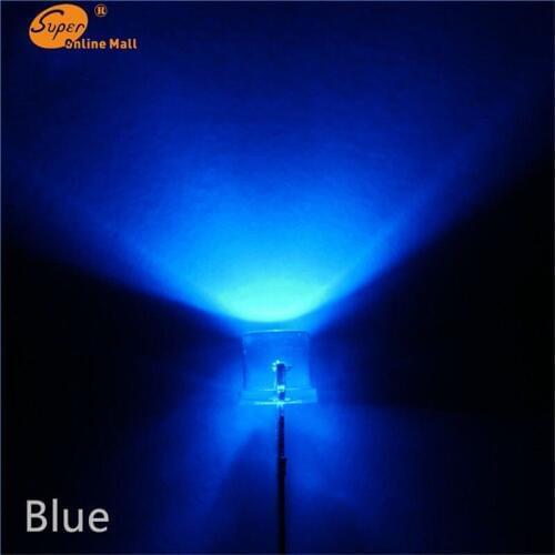 1000PCS BLUE Led 5MM Flat Top Wide Angle Urtal Bright Light Bulb Lamp F5MM Emitting Diodes Active Components