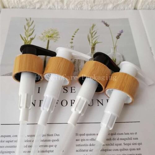 24/410 bamboo black and white press pump head cap lid for shower gel/body wash/lotion/emulsion refillable bottle