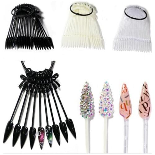 24pcs/lot Plastics Fan-shaped Nail Polish Swatches Practice Color Card Model DIY Nail Art Tools Transparent/Natural Color