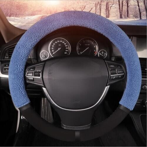 38CM New Universal Car Steering Wheel Cover Skidproof Auto winter Warm Short Furry Flocking Female sex Steering Wheel Cover