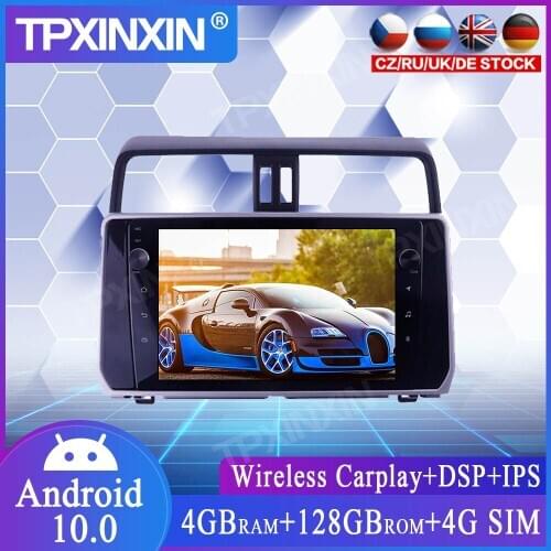 4+128G For Toyota Prado 2018 2019 Touch Screen Android Radio GPS IPS Car Multimedia Tesla Player Head Unit Audio Radio Navigtion