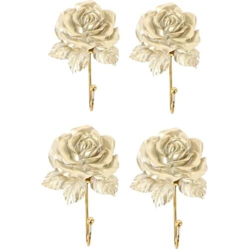 4Pcs Wall Mounted Vintage Dress Rose Hat Coat Hook Door Clothes Hanger Bathroom Towel,Gold