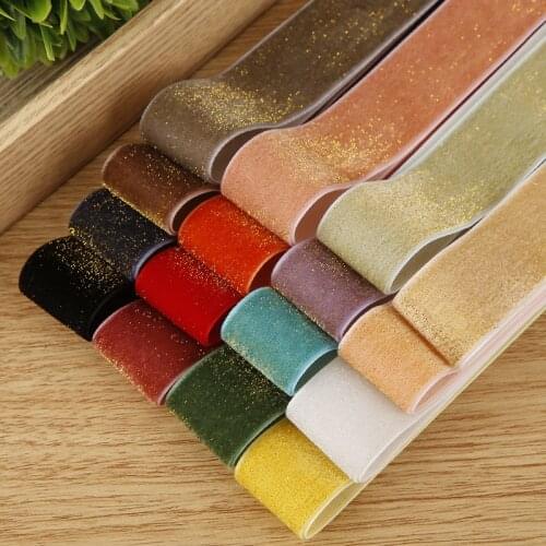 5 yards 25mm Glitter Single-sided Stain Velvet Ribbons Cake Gift Bouquet Wrapping Clothes Hair Accessories Material