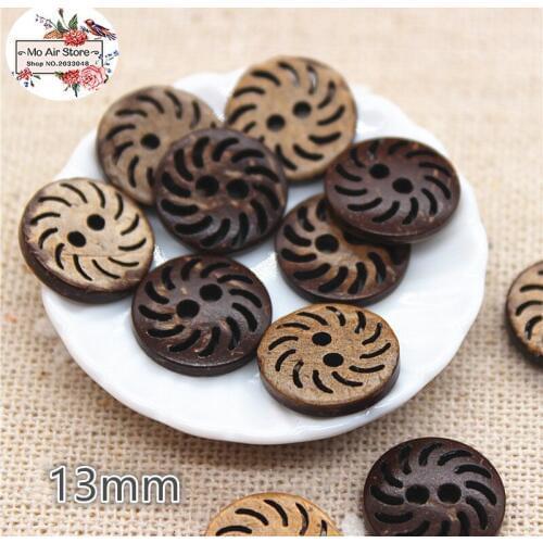 50pcs Coconut round buttons natural buttons crafts and scrapbooking sewing accessories botone 13mm