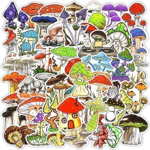 50PCS Mushroom Scrapbooking Stickers Magic Plant Cartoon Funny For Kids DIY Notebook Fridge Laptop Computer Decals Sticker F3