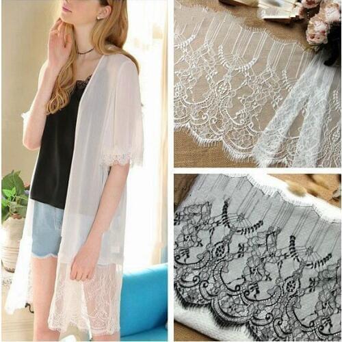 6M/Lot New Width 27CM Eyelash Lace Trim DIY Wedding Dress Embroidery Lace Fabric Clothing Skirt Stitching Home Accessories