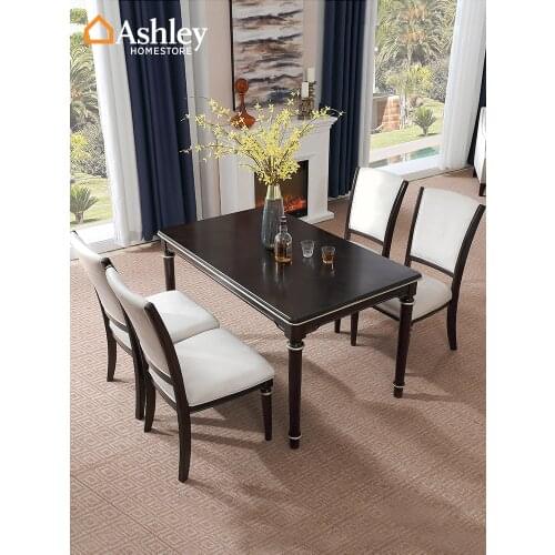 American light of luxury solid wood dining table hotel wind small family eat desk and chair composite rectangular table