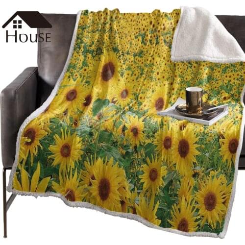BIGHOUSES Throw Blanket Sunflower Flower Fleece Blankets Personalized Blankets Bedclothes