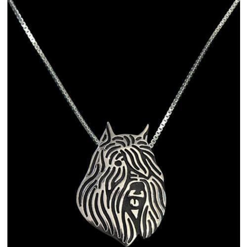 Bouvier des Flandres (cropped ears) with black Enamel Pendant Necklace Hunger Games Necklace Women Best Friend Choker