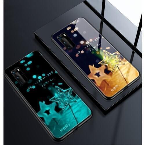 Colorful Tempered Glass Luminous Case For OPPO Realme X2 Pro 6 X50 V5 Q2 Flash Back Coques for OPPO Reno 4 3 2 Pro 4SE Ace 2Z Z