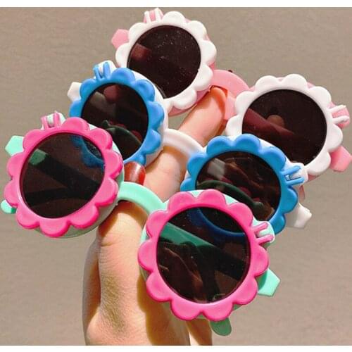 2021 Children Cute Cartoon Flower Heart Sunglasses Kids Round Glasses Baby Fashion Colors Sunglasses