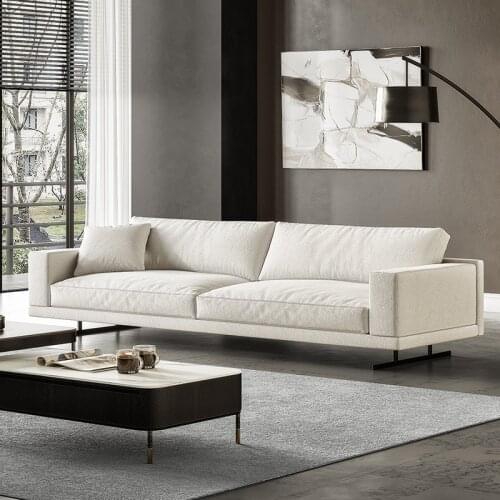 Nordic cotton hemp three person sofa Italian light luxury fabric sofa living room small flat straight row three person modern